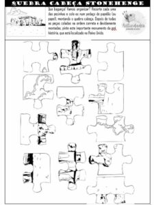 Quebra cabeça de Stonehenge para colorir Arte rupestre para colorir Stonehenge para colorir Stonehenge atividade lúdica arte rupestre atividade lúdica
