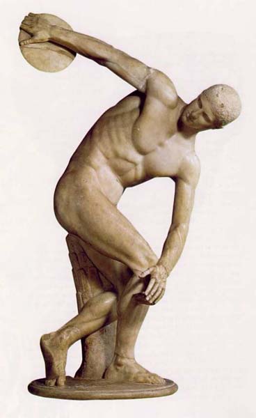 O Discóbolo de Míron, escultura grega do período clássico.