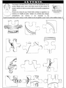 Quebra cabeça da Deusa Ártemis para colorir Arte Grega para colorir
