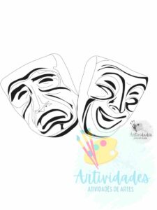 Máscaras do teatro para colorir Arte Grega para colorir