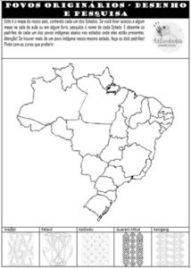 Proposta de atividade de Desenho e Pesquisa sobre povos originarios. Desenhe os padrões de cada um dos povos indígenas abaixo nos estados onde eles estão presentes. Povos originários para colorir Indígenas para colorir Atividade lúdica povos originários Atividade lúdica indígenas
