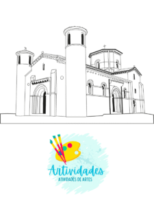Catedral Românica para colorir Igreja romanica para colorir Igreja Românica para colorir Arte românica para colorir Igreja de São Martinho de Tours para Colorir Arte Medieval para colorir